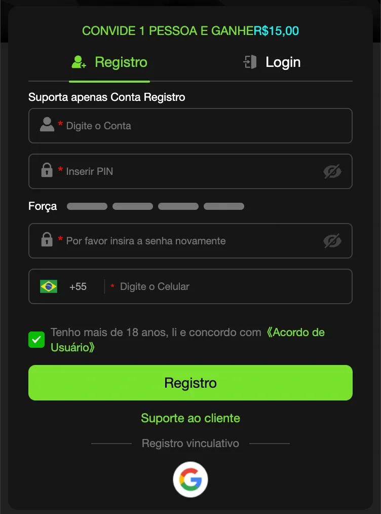 registro e login